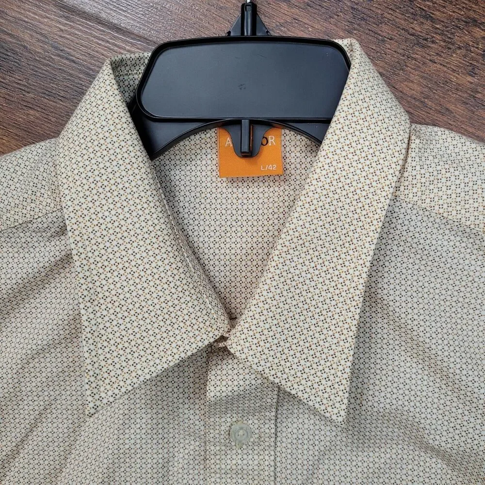 The Aviator Large Short Sleeve‎ Shirt Men's Casual Dress Diamond Pattern - Picture 4 of 8